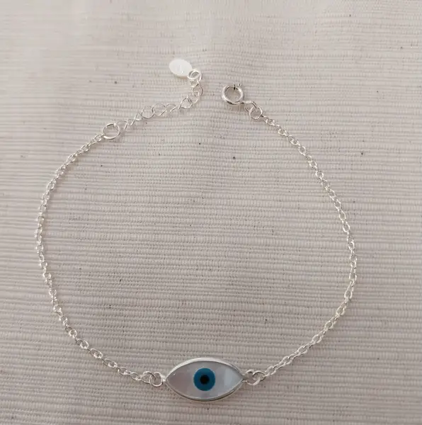 Pulsera plata y piedras naturales