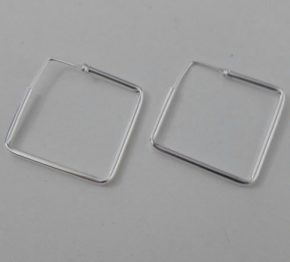 Aros argollas de plata cuadradas