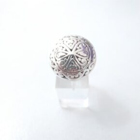 Anillo flor plata inflada, hueca
