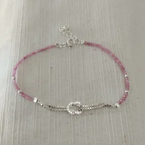 Pulsera plata y piedras naturales