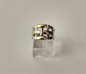Anillo calado de plata y oro