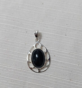Dije plata y piedra natural