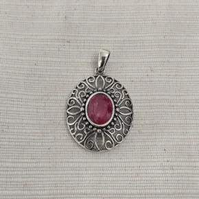 Dije plata y piedra natural